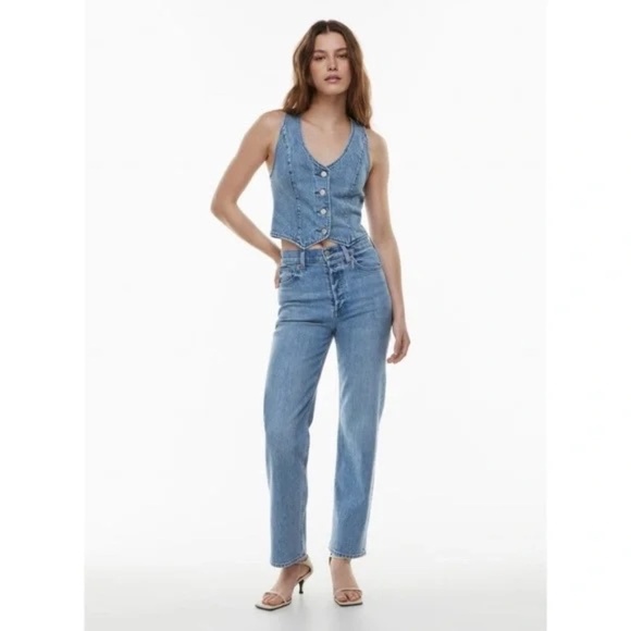 Denim Forum The Arlo Hi-Rise Straight Jean Blue 31906 - Picture 2 of 15